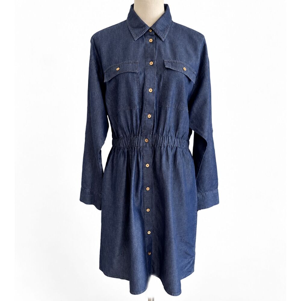 Michael Kors Chambray Shirt Dress Style with Elasticized Waist Large